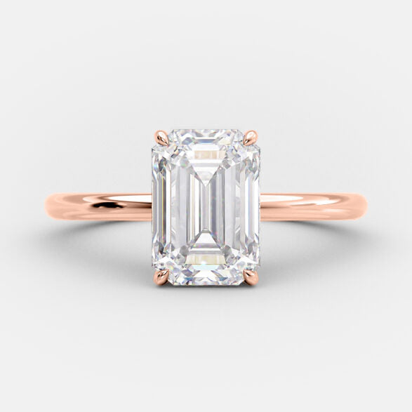 3.17 CT Emerald Cut Solitaire Style Moissanite Engagement Ring - crownmoissanite