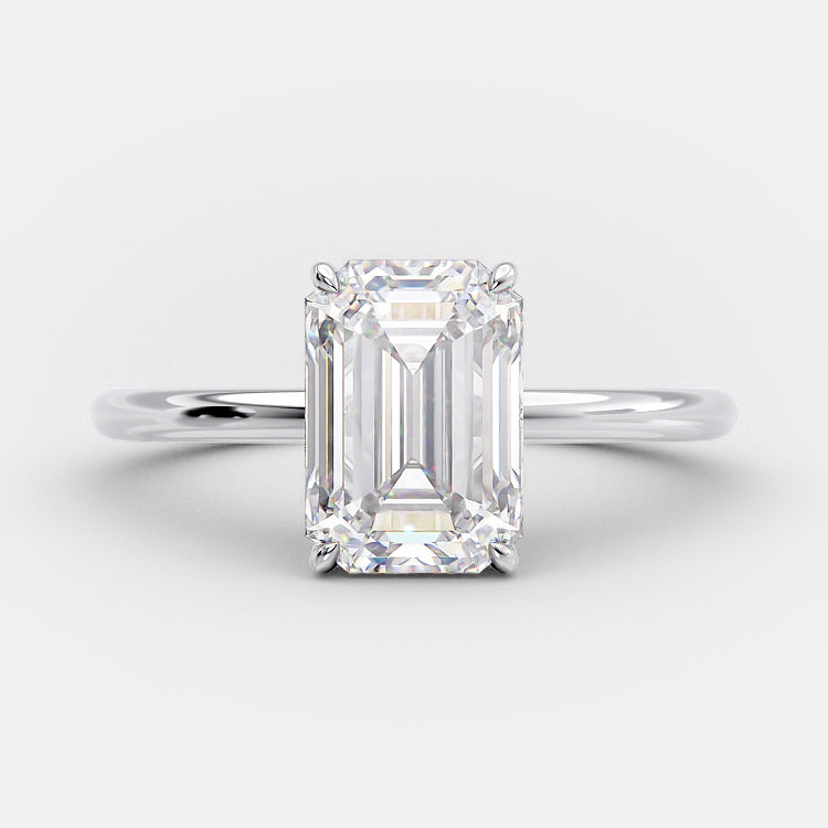 3.17 CT Emerald Cut Solitaire Style Moissanite Engagement Ring - crownmoissanite