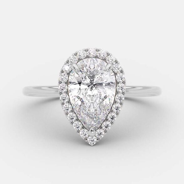 2.5 CT Pear Halo Style Moissanite Engagement Ring - crownmoissanite