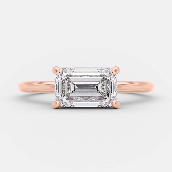 1.5 CT Emerald Shaped Moissanite Solitaire Engagement Ring - crownmoissanite