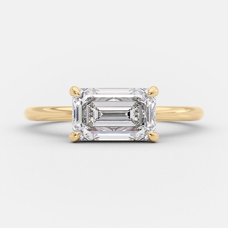 1.5 CT Emerald Shaped Moissanite Solitaire Engagement Ring - crownmoissanite