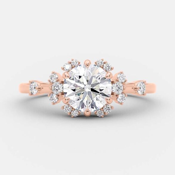 1.0 CT Round Cut Cluster Art Deco Style Moissanite Engagement Ring - crownmoissanite