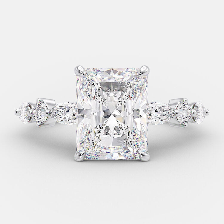 2.43 CT Radiant Pave Setting Moissanite Engagement Ring - crownmoissanite