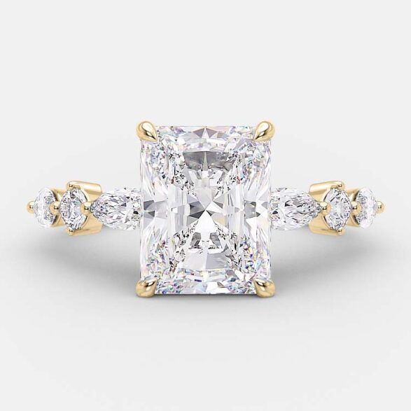 2.43 CT Radiant Pave Setting Moissanite Engagement Ring - crownmoissanite