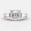 2.03 CT Asscher Shaped Moissanite Three Stones Engagement Ring - crownmoissanite