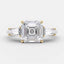 2.03 CT Asscher Shaped Moissanite Three Stones Engagement Ring - crownmoissanite