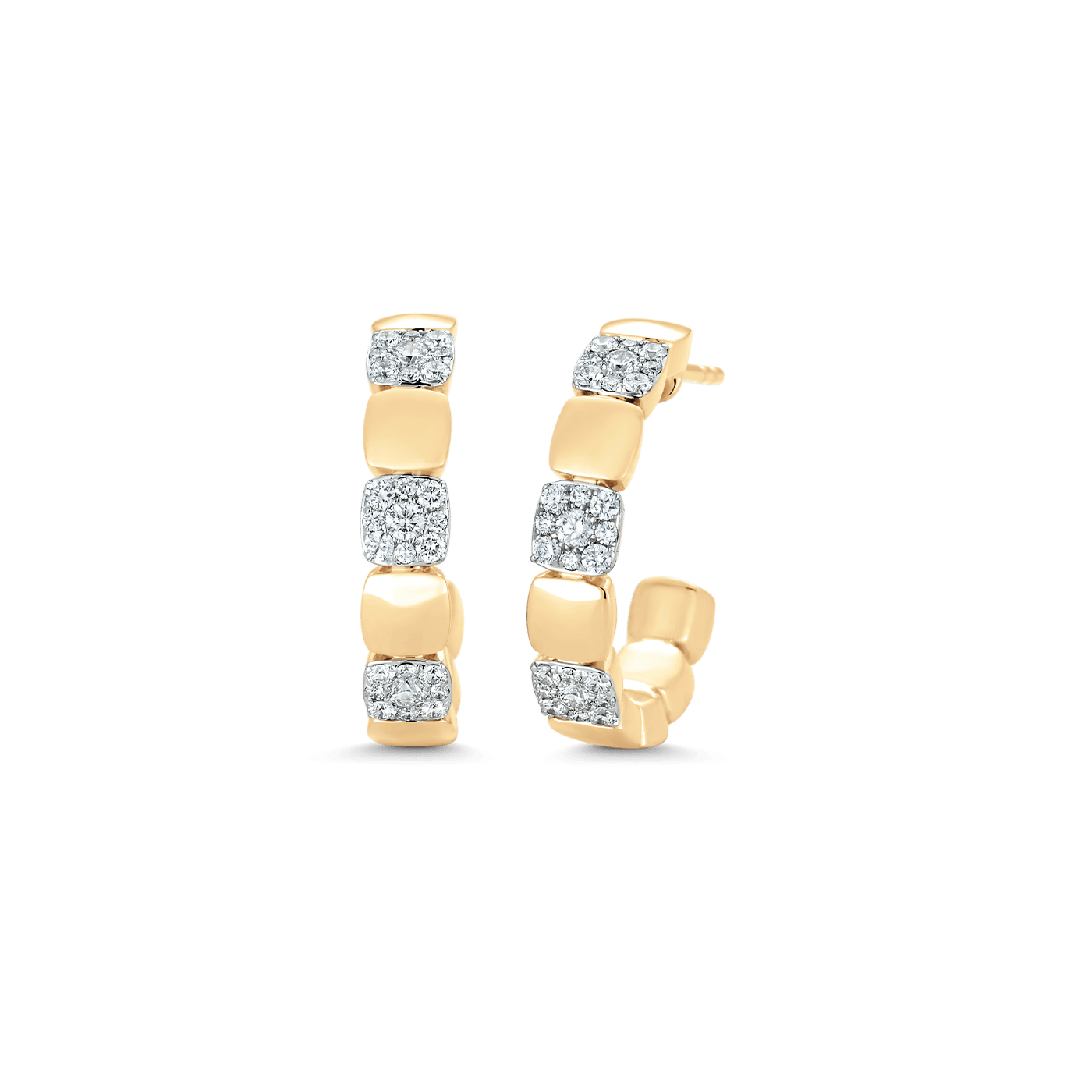 0.47 TCW Round Moissanite Diamond Beaded Half Hoop Earrings - crownmoissanite