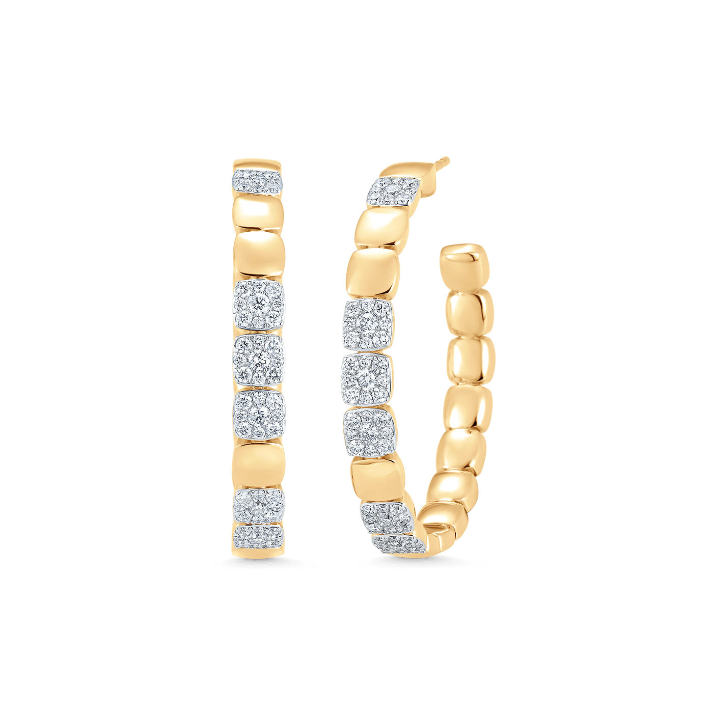 1.21 TCW Round Moissanite Diamond Beaded Hoop Earrings - crownmoissanite