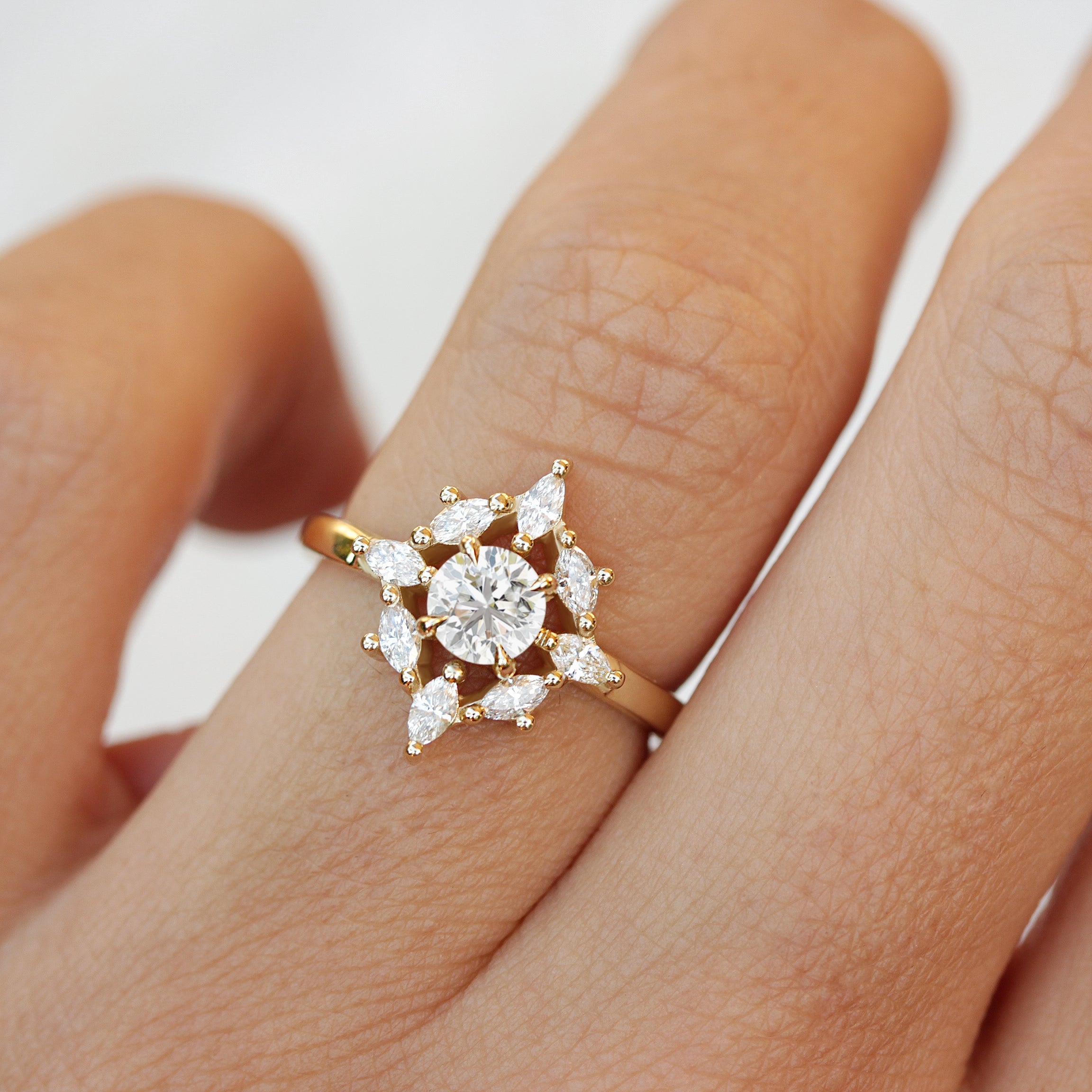 1.0 CT Round Moissanite Unique Engagement Ring