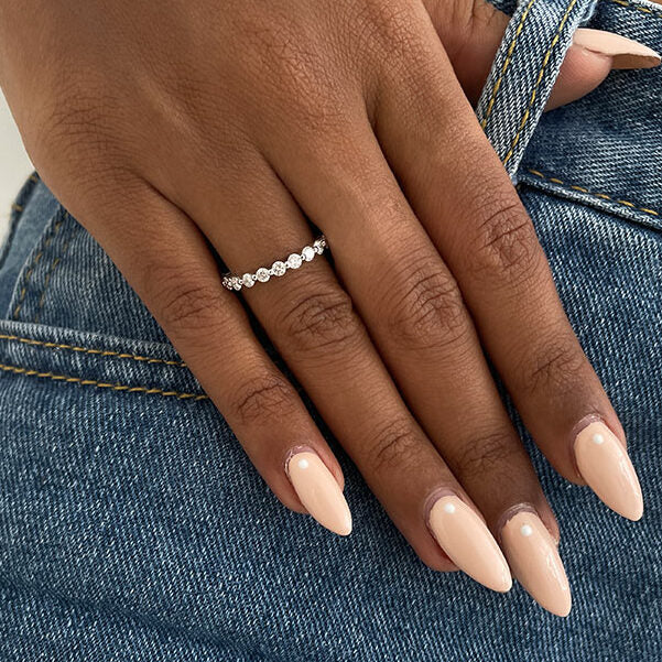 1.0 CT Round Shaped Moissanite Full Eternity Wedding Band - crownmoissanite