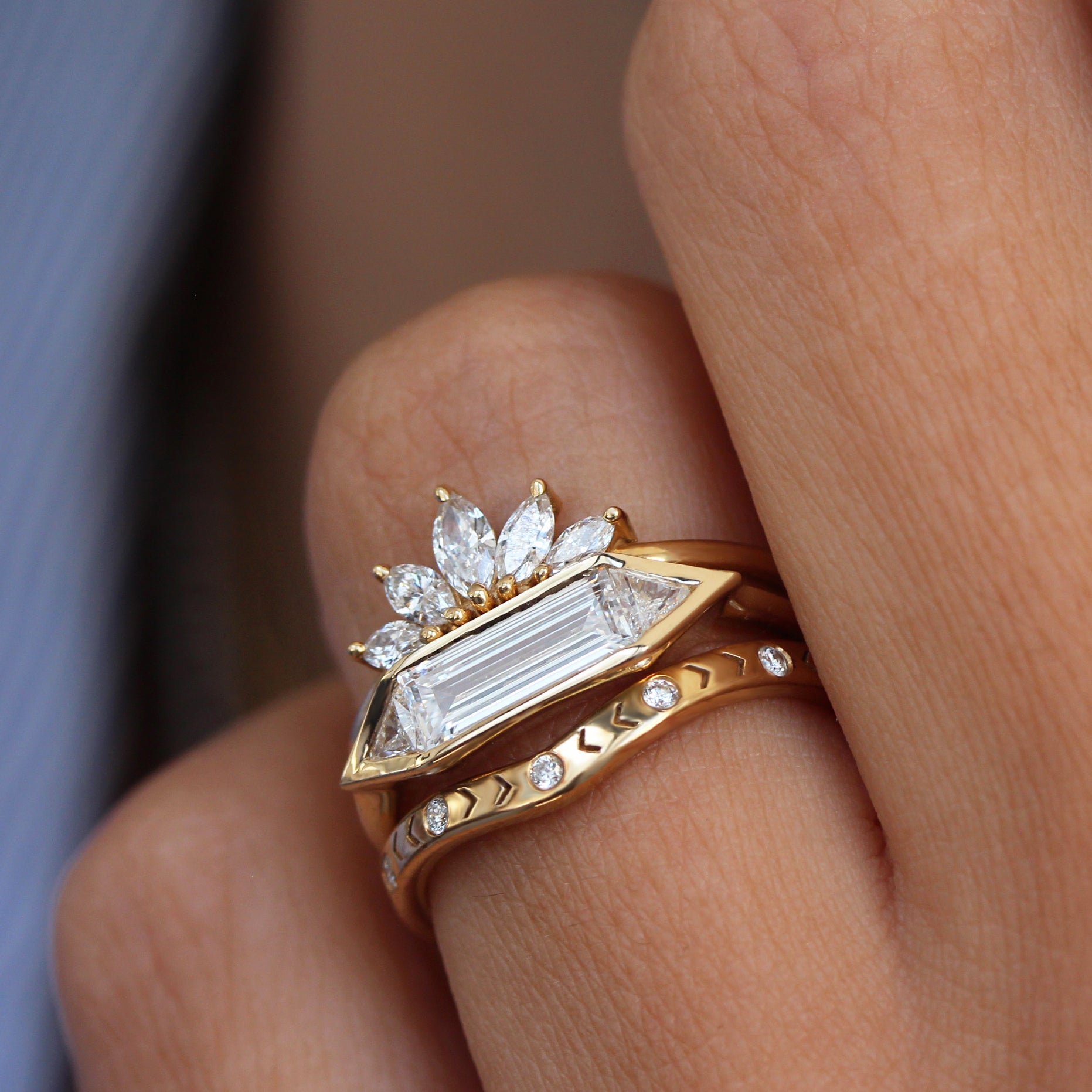 1.0 CT Baguette Moissanite Solitaire Setting Engagement Ring