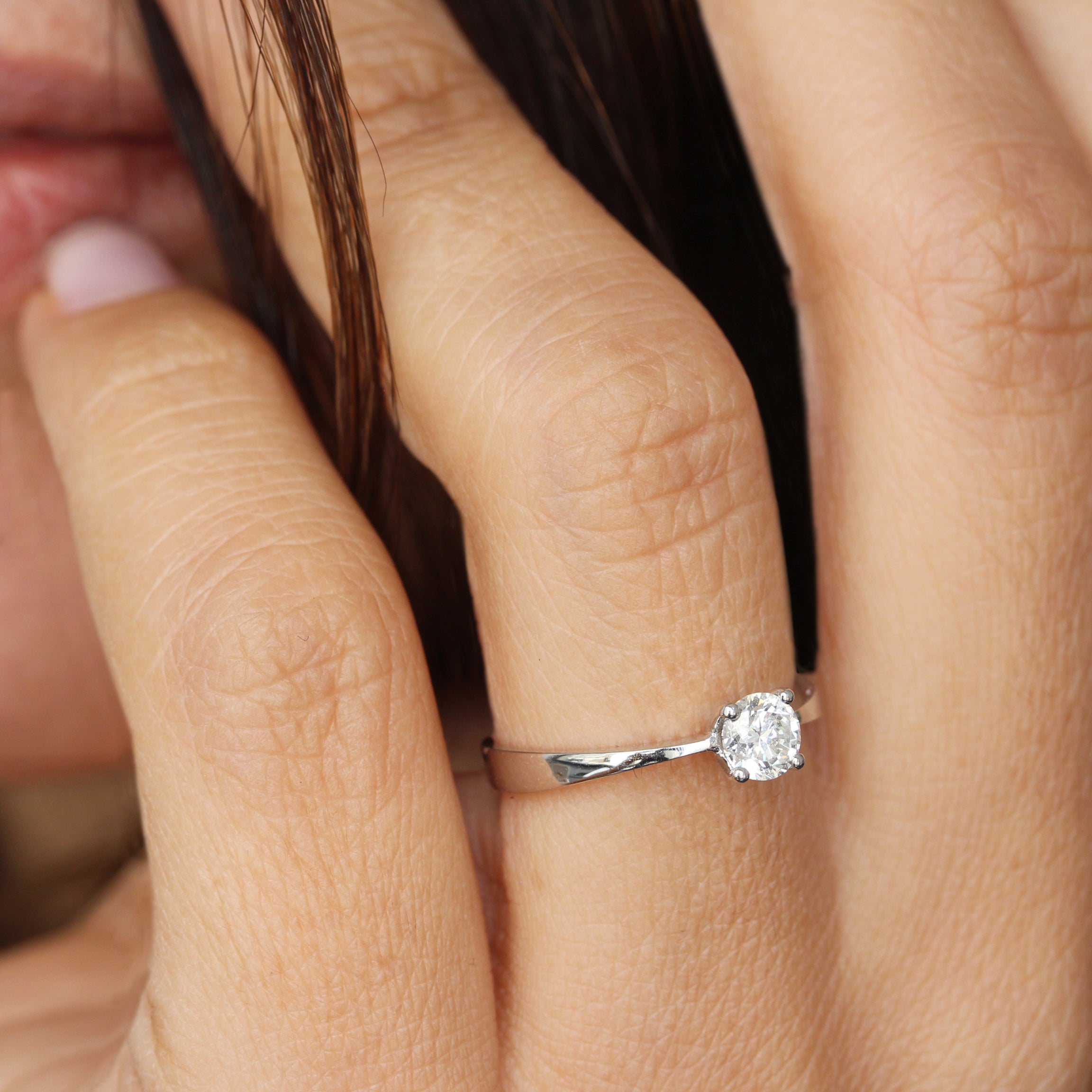 0.50 CT Round Moissanite Solitaire Engagement Ring