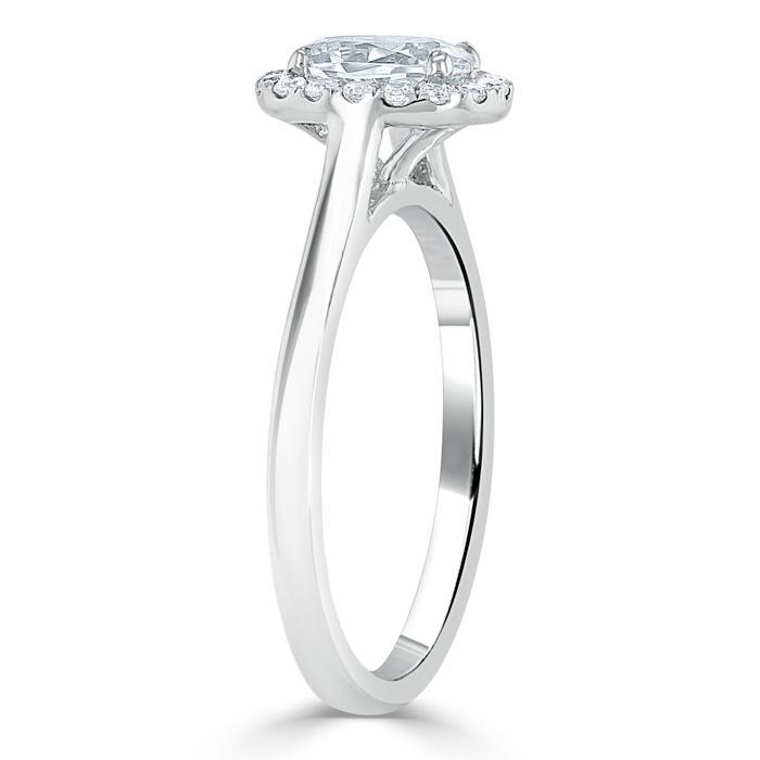 0.75 CT Oval Cut Halo Moissanite Engagement Ring - crownmoissanite