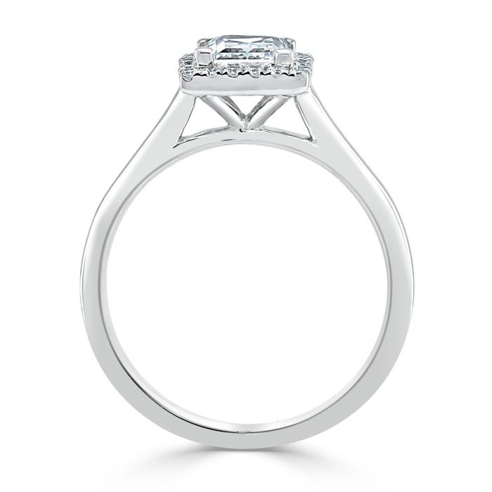1.0 CT Princess Cut Halo Moissanite Engagement Ring - crownmoissanite