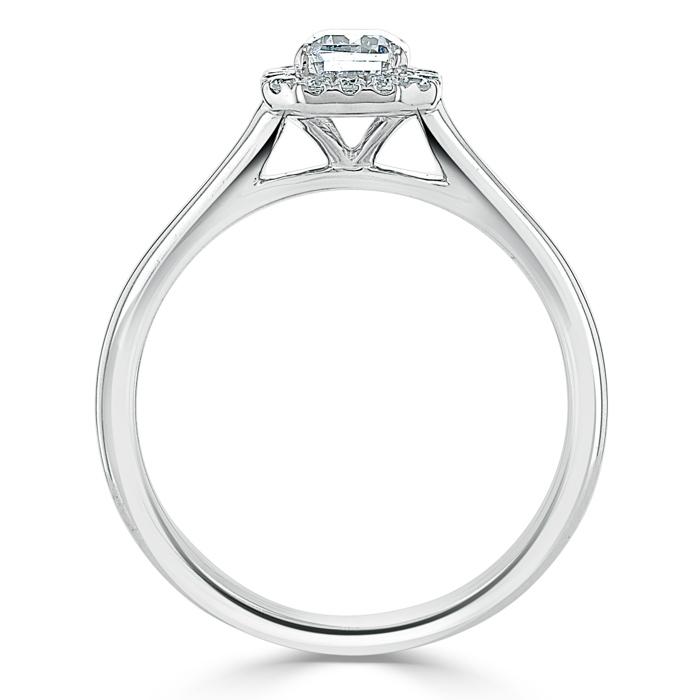 0.75 CT Emerald Cut Halo Moissanite Engagement Ring - crownmoissanite