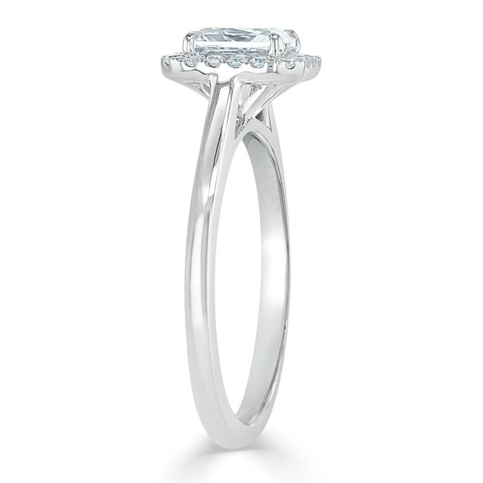 1.0 CT Radiant Cut Halo Moissanite Engagement Ring - crownmoissanite