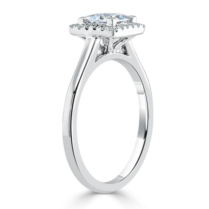 1.0 CT Princess Cut Halo Moissanite Engagement Ring - crownmoissanite