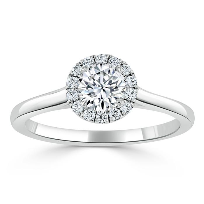 0.75 CT Round Cut Halo Moissanite Engagement Ring - crownmoissanite