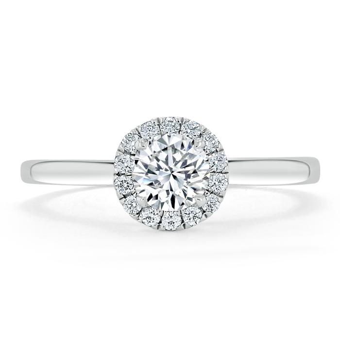 0.75 CT Round Cut Halo Moissanite Engagement Ring - crownmoissanite