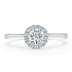 0.75 Carats Round Shape Halo Moissanite Diamond Engagement Ring - crownmoissanite