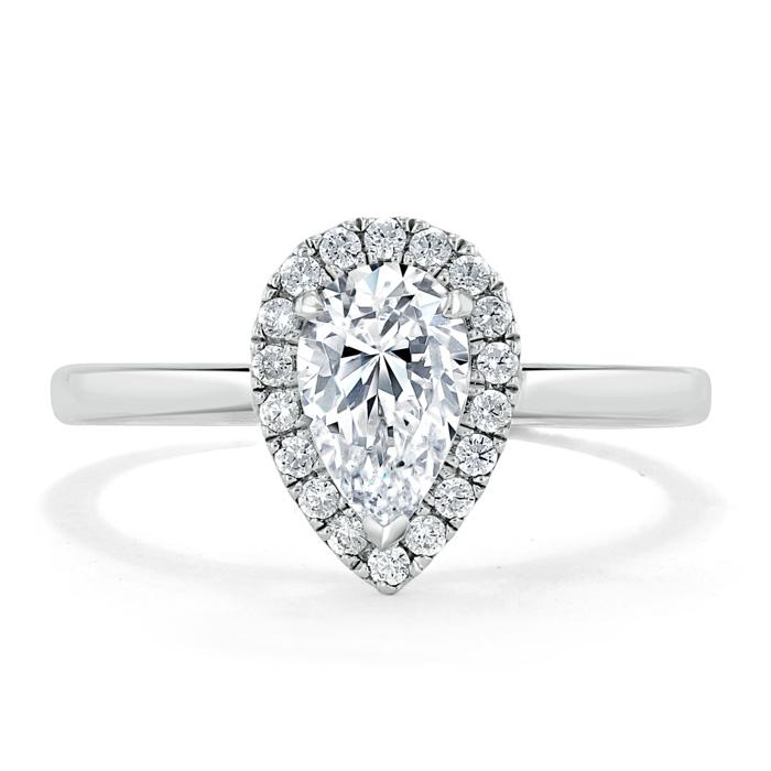 1.0 CT Pear Shaped Moissanite Halo Engagement Ring - crownmoissanite