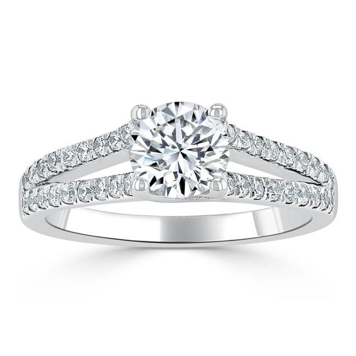 0.75 CT Round Cut Solitaire Split Shank Style Moissanite Engagement Ring - crownmoissanite