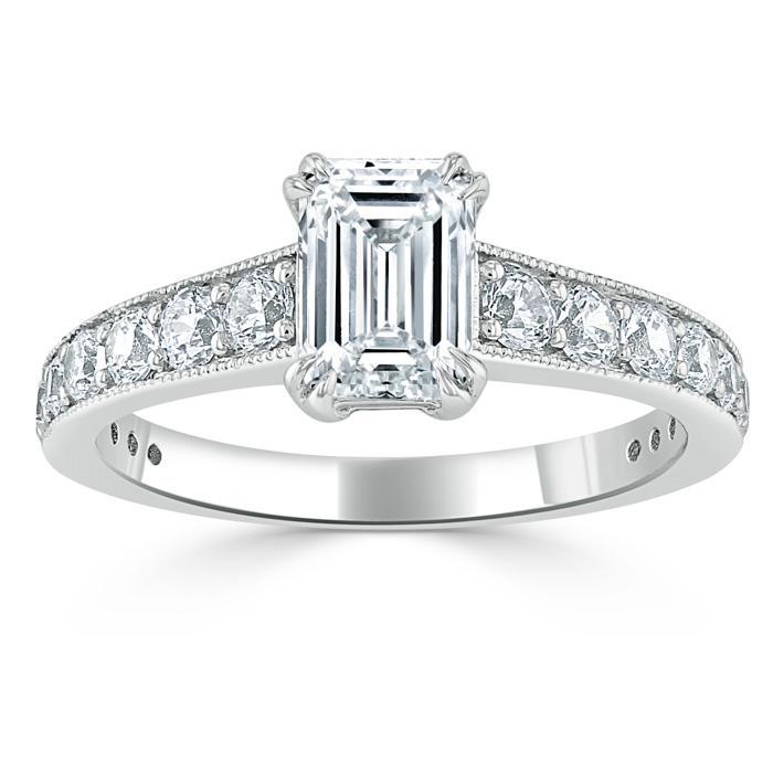 0.75 CT Emerald Cut Solitaire Moissanite Engagement Ring - crownmoissanite