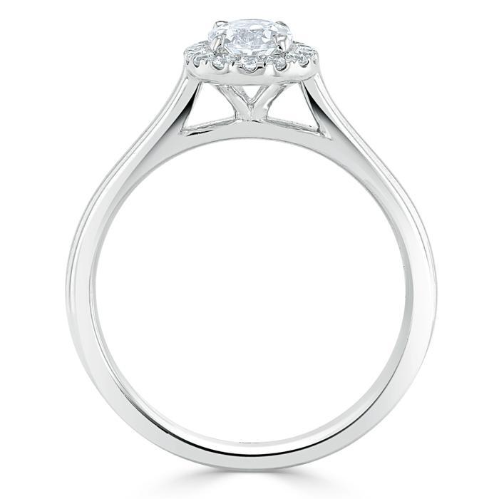 0.75 CT Oval Shaped Moissanite Halo Engagement Ring - crownmoissanite