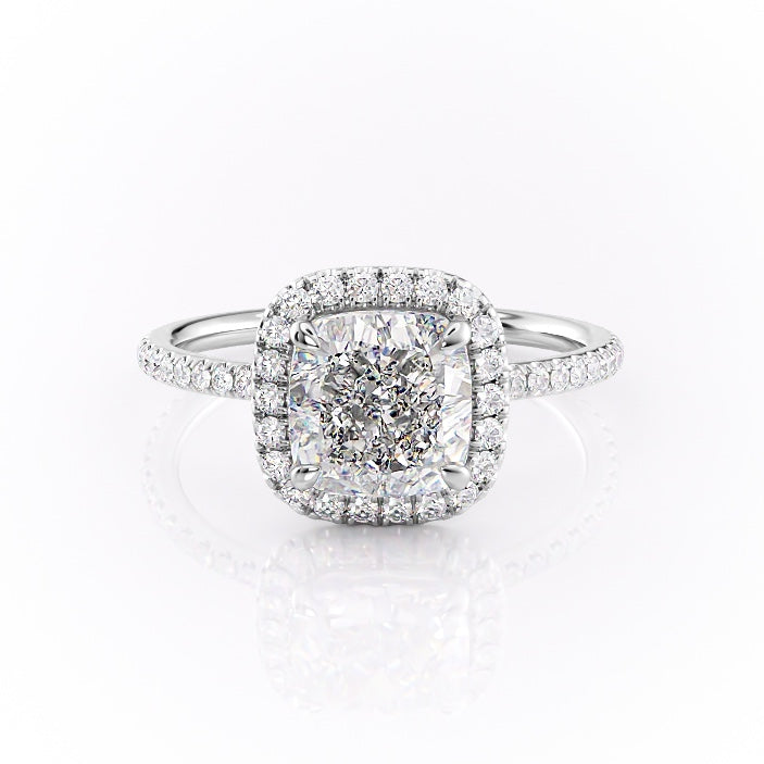 2.54 CT Cushion Cut Halo Style Moissanite Engagement Ring - crownmoissanite