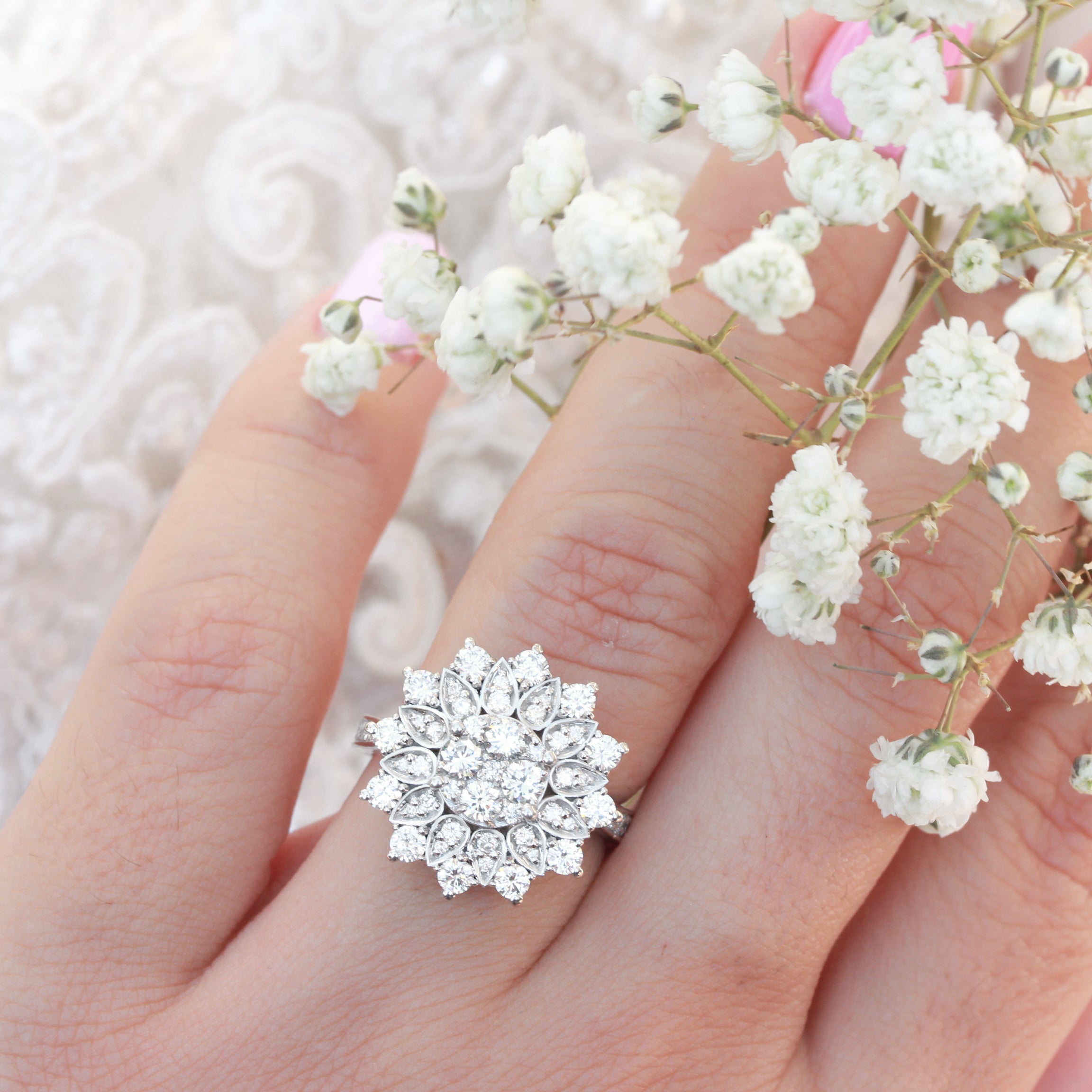 2.50 TCW Round Moissanite Double Halo Setting Engagement Ring