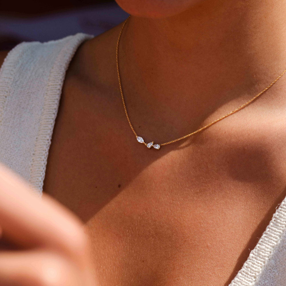 0.48 TCW Pear & Marquise Moissanite Diamond Multi Stones Pendent Necklace - crownmoissanite