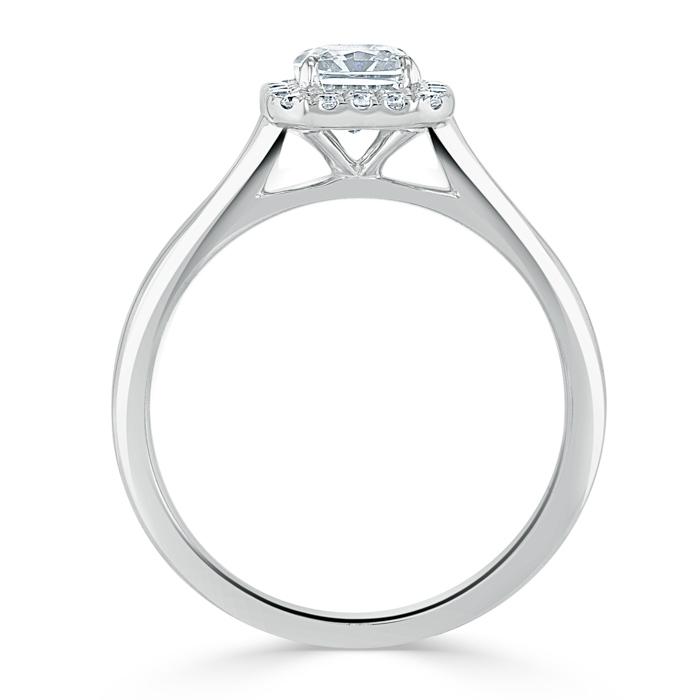 1.0 CT Radiant Cut Halo Moissanite Engagement Ring - crownmoissanite