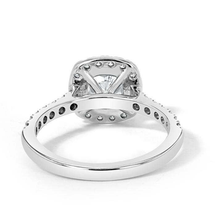 1.50 CT Cushion Cut Halo Pave Setting Moissanite Engagement Ring - crownmoissanite