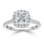 1.50 CT Cushion Cut Halo Pave Setting Moissanite Engagement Ring - crownmoissanite