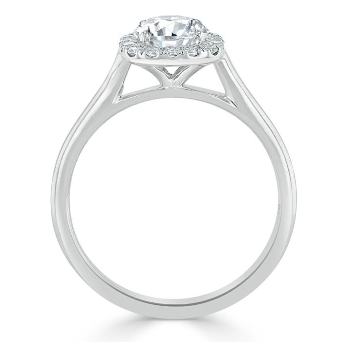 0.75 Carats Round Shape Halo Moissanite Diamond Engagement Ring - crownmoissanite