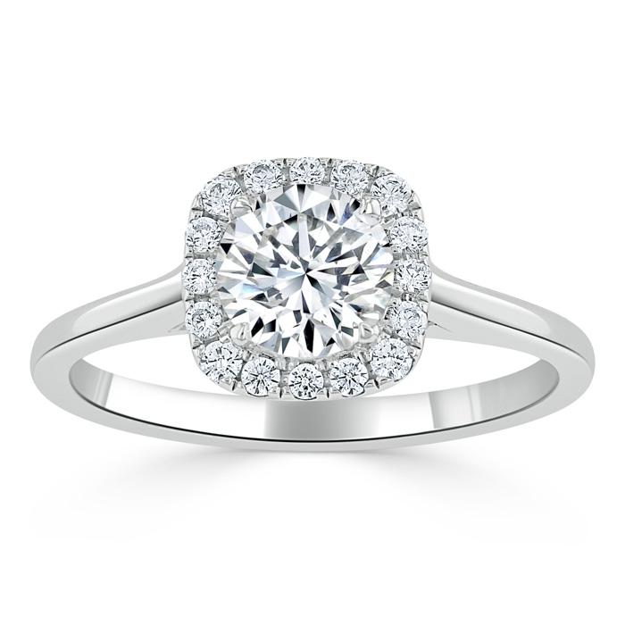 0.75 CT Round Cut Halo Moissanite Engagement Ring - crownmoissanite