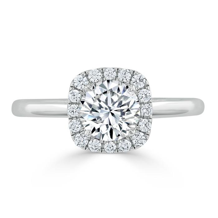 0.75 CT Round Cut Halo Moissanite Engagement Ring - crownmoissanite