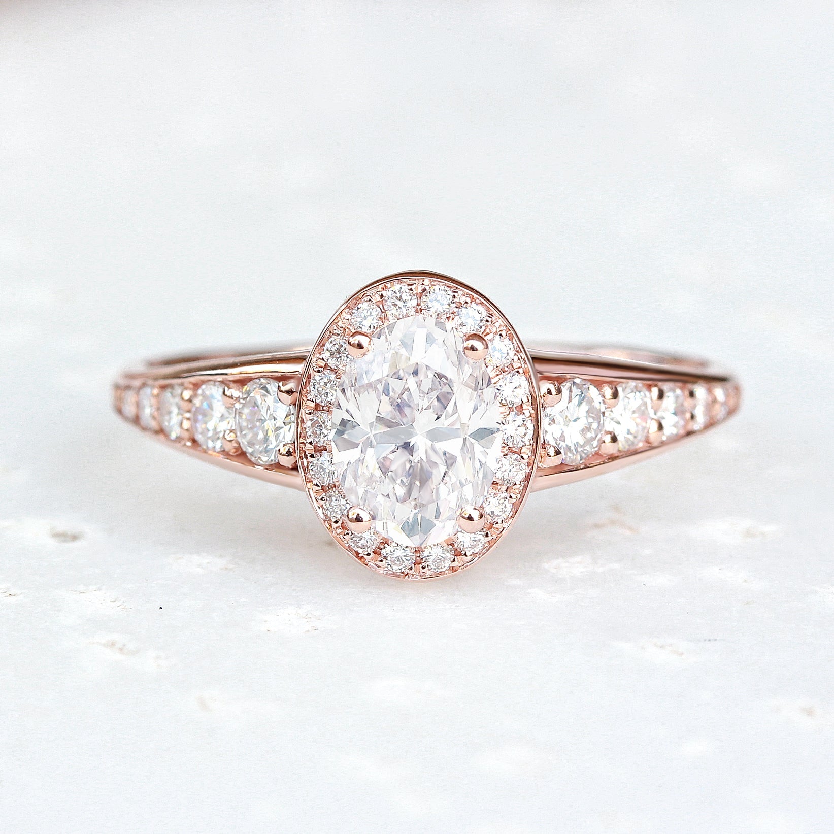 1.0 CT Oval Moissanite Vintage Style Engagement Ring