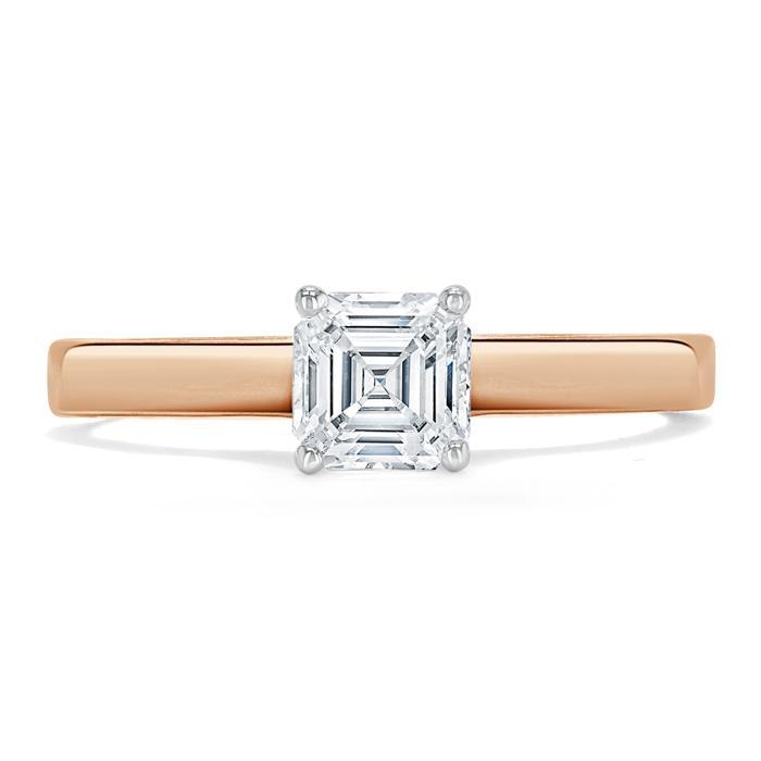 1.0 CT Asscher Cut Solitaire Moissanite Engagement Ring - crownmoissanite