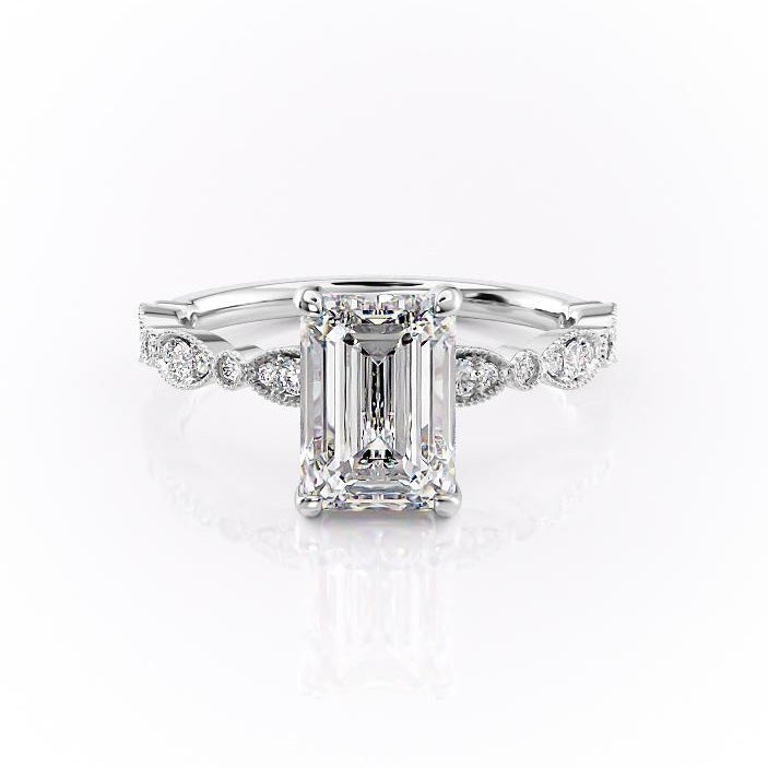 1.91 CT Emerald Shaped Moissanite Solitaire Engagement Ring - crownmoissanite