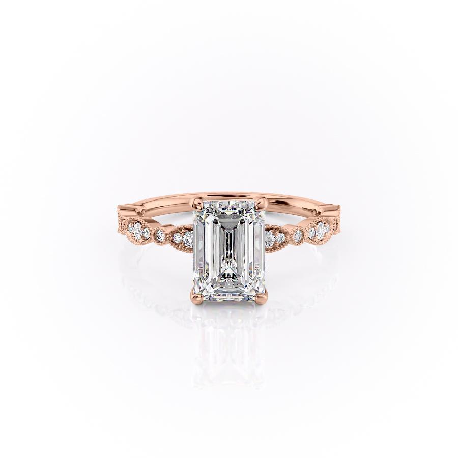 1.91 CT Emerald Solitaire Pave Setting Moissanite Engagement Ring - crownmoissanite