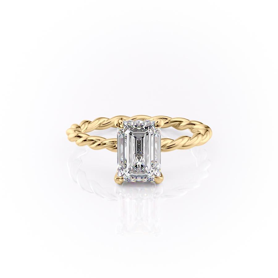 2.10 CT Emerald Cut Solitaire Twisted Rope Moissanite Engagement Ring - crownmoissanite