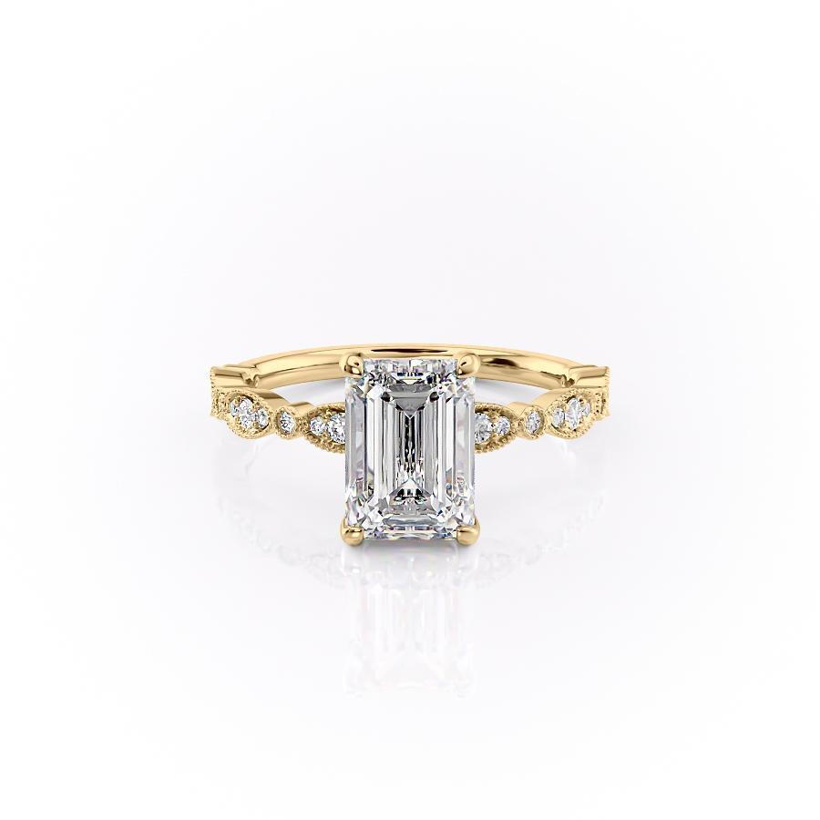 1.91 CT Emerald Solitaire Pave Setting Moissanite Engagement Ring - crownmoissanite