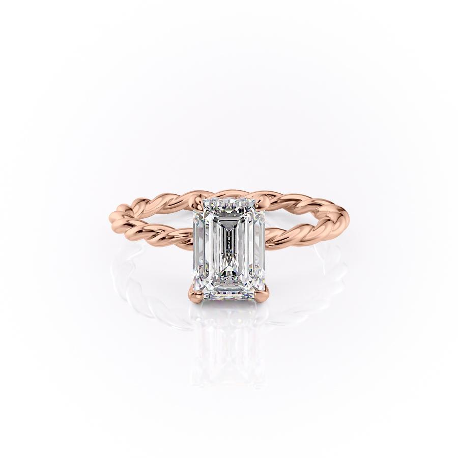 1.91 CT Emerald Cut Hidden Halo Twisted Pave Setting Moissanite Engagement Ring - crownmoissanite