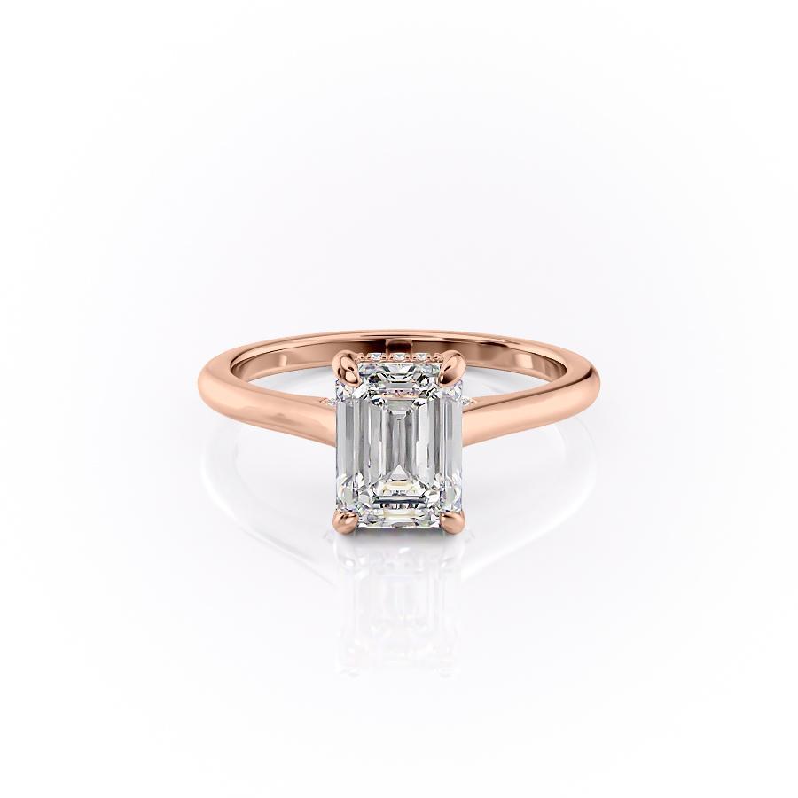 1.91 CT Emerald Cut Solitaire Hidden Halo Setting Moissanite Engagement Ring - crownmoissanite