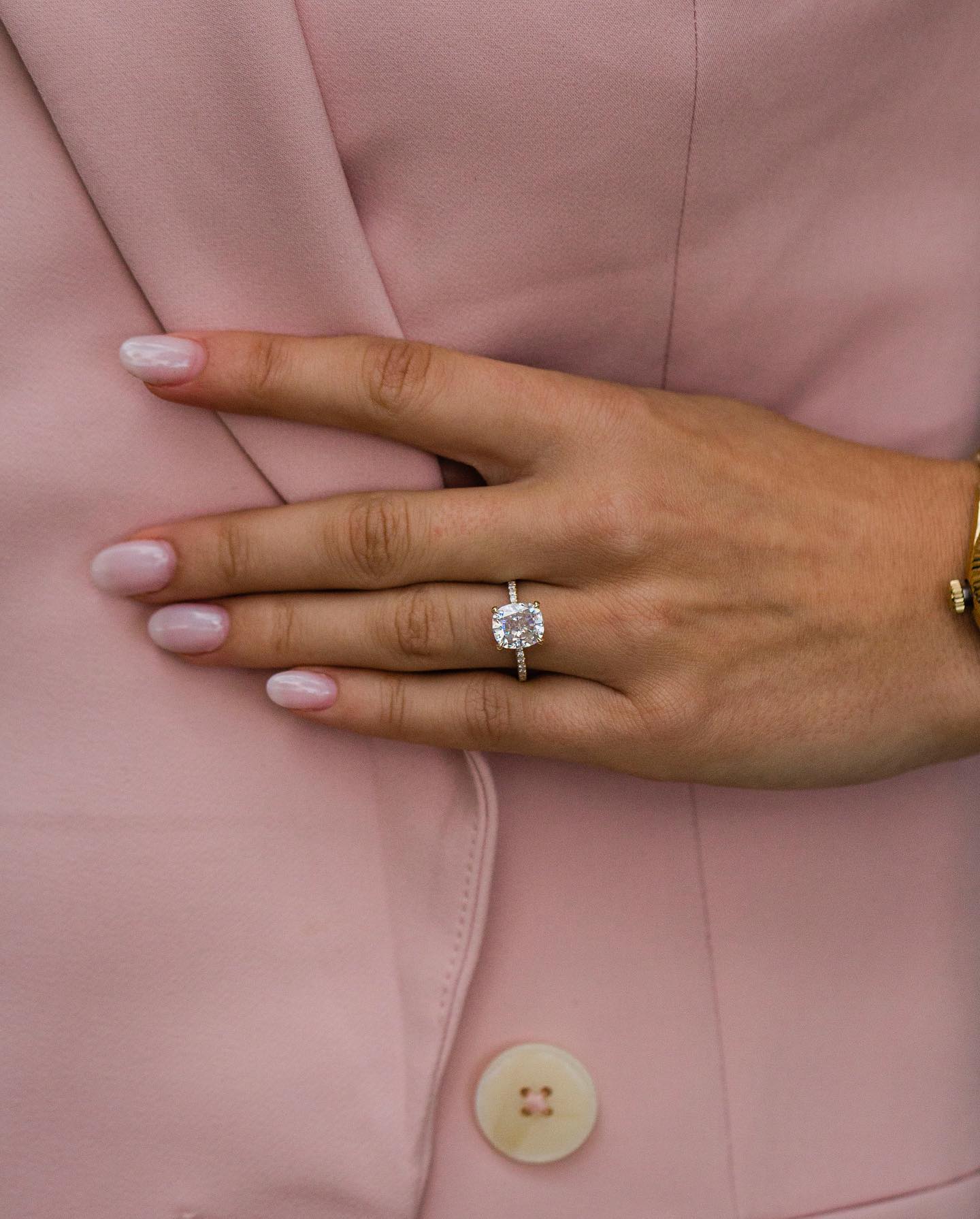 2.80 CT Cushion Solitaire Pave Moissanite Engagement Ring - crownmoissanite