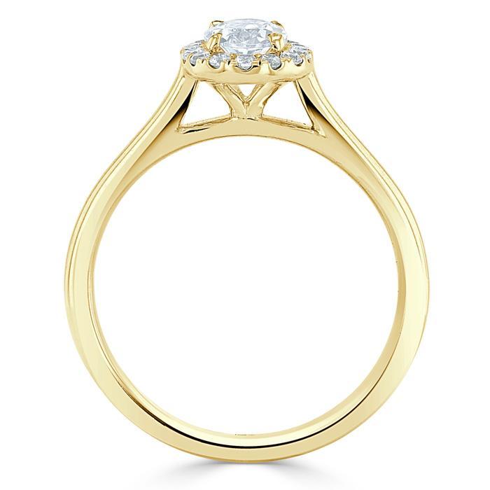 0.75 CT Oval Cut Halo Moissanite Engagement Ring - crownmoissanite