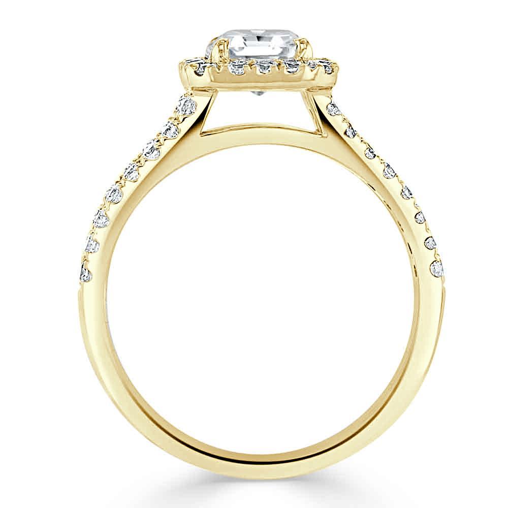 1.0 CT Asscher Cut Halo Split Shank Setting Moissanite Engagement Ring - crownmoissanite