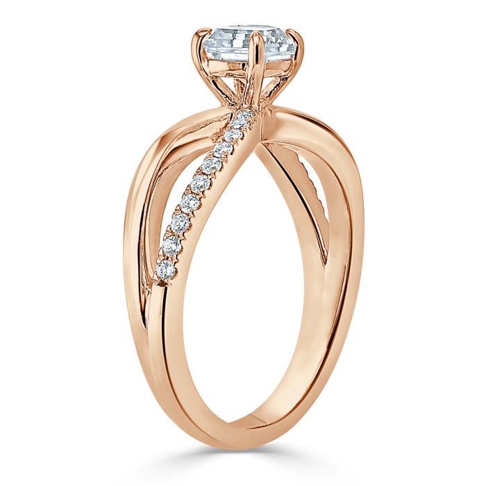 0.75 CT Asscher Cut Solitaire Split Shank Style Moissanite Engagement Ring - crownmoissanite
