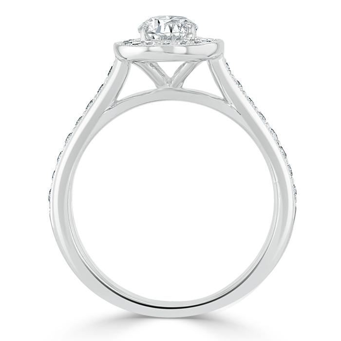 1.0 CT Oval Shaped Moissanite Halo Engagement Ring - crownmoissanite